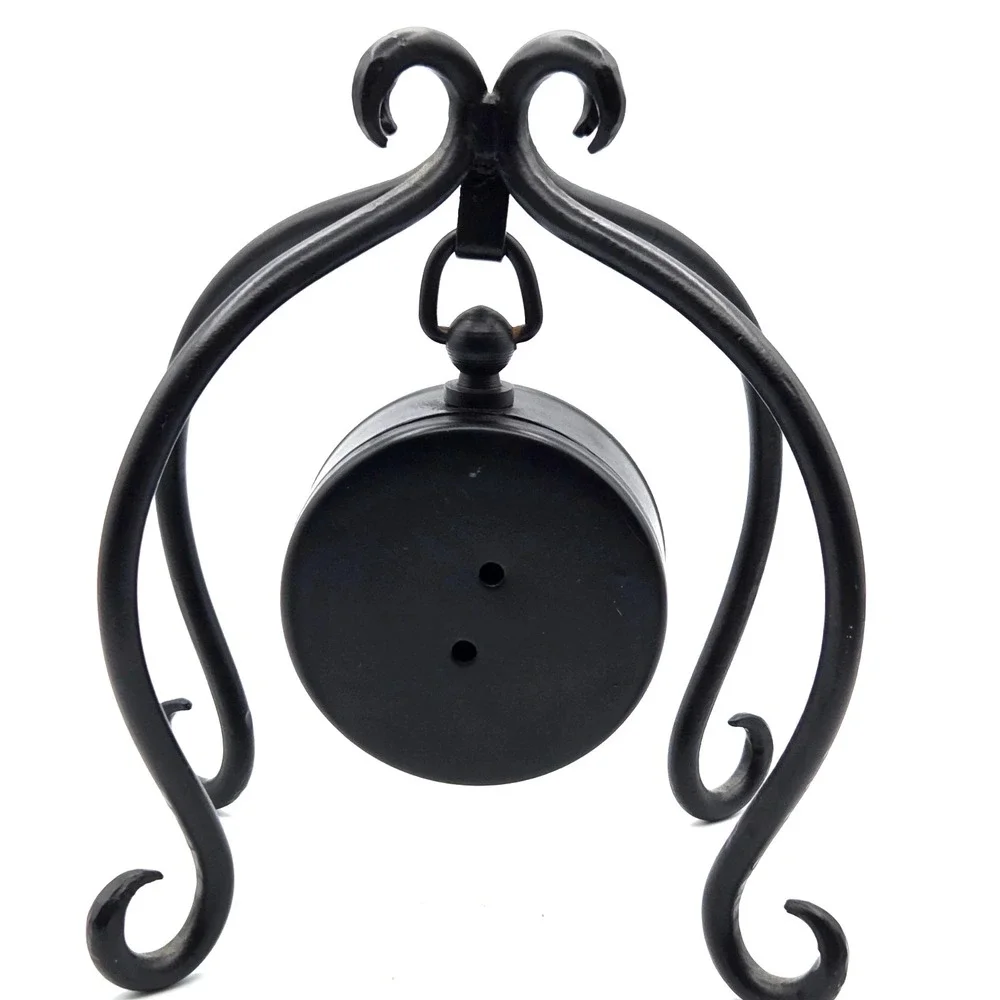 Vintage Black Metal ‎ Swinging Clock, Table Clock, Farmhouse Works Great